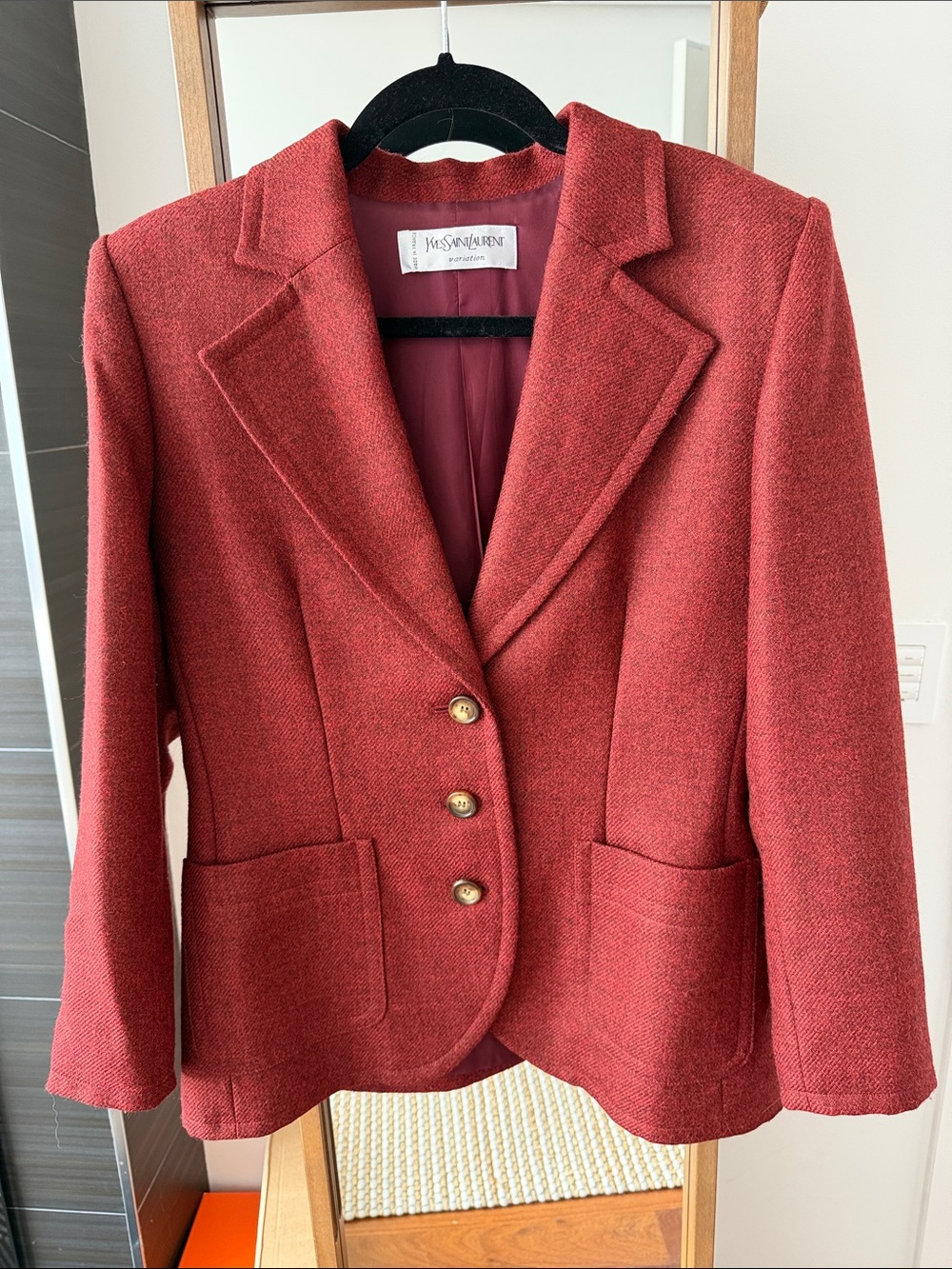 Yves Saint Laurent Red Tailored Wool Blazer